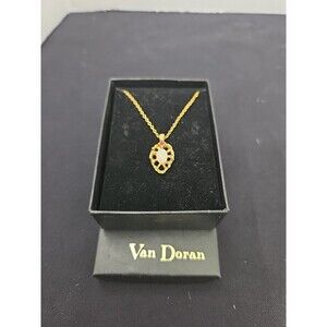Vintage Van Doran Genuine Ruby And Opal 18” Goldtone Chsin Necklace NEW with Box